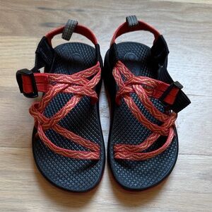 Girls’ Chaco ZX2 Orange Vibram Sole Sport Hiking Toe Loop Sandals - Size 12